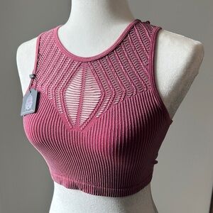 NWT Slightly Buddha Yoga Maroon Knit Crop Top Bralette